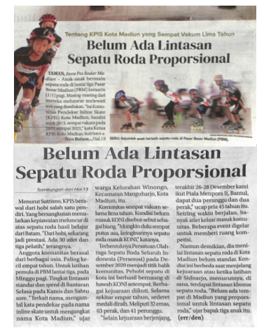 Belum Ada Lintasan Sepatu Roda Proporsional