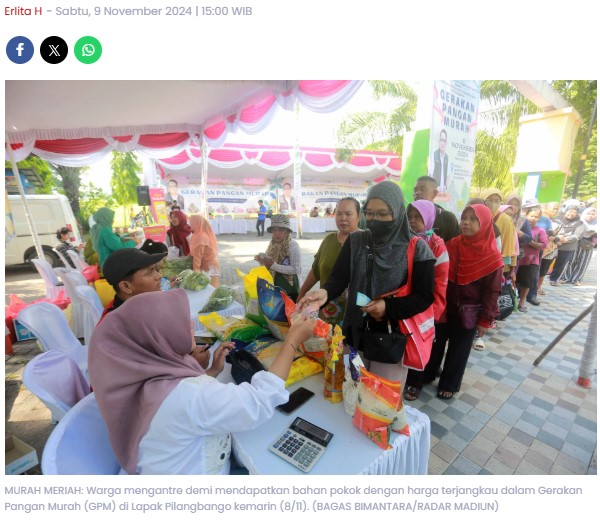 Gerakan Pangan Murah Kembali Digelar di Madiun, Berikut Daftar Harga Bahan Pokok yang Dijual