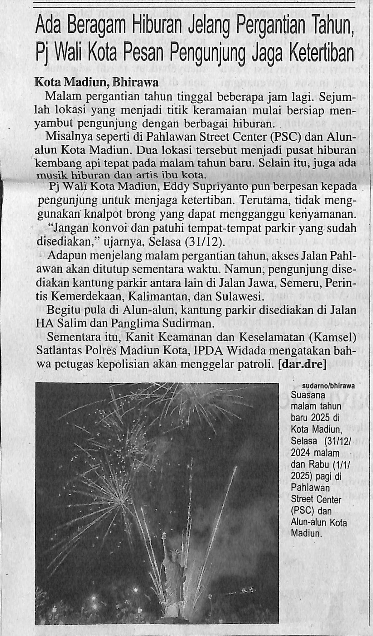 Ada Beragam Hiburan Jelang Pergantian Tahun, PJ Walikota Pesan Pengunjung Jaga Ketertiban