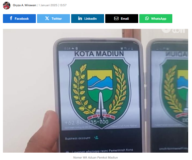 Pelayanan Publik Sidoarjo, Jember, dan Kota Madiun Terbaik Nasional
