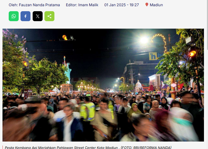 Pesta Kembang Api Meriahkan Pahlawan Street Center Kota Madiun