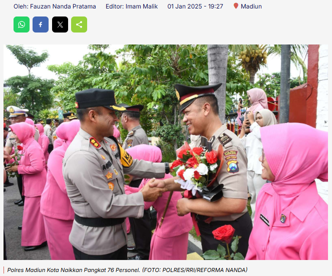 Polres Madiun Kota Naikkan Pangkat 76 Personel