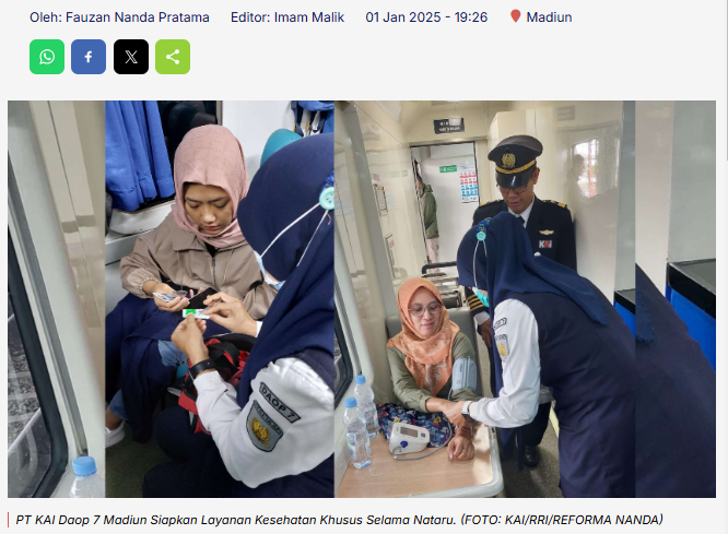PT KAI Daop 7 Madiun Siapkan Layanan Kesehatan Khusus Selama Nataru