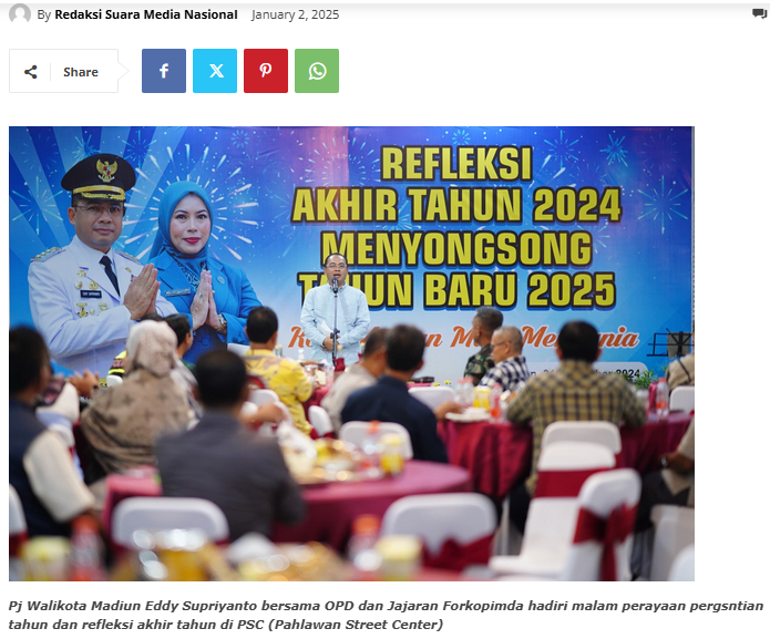 Pj Walikota Madiun Pantau Perayaan Malam Pergantian Tahun dan Gelar Refleksi Akhir Tahun di PSC