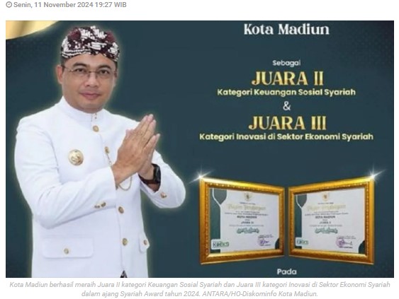 Pemerintah Kota Madiun berhasil raih dua penghargaan Syariah Award 2024