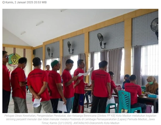 Dinas Kesehatan lakukan “skrining” penyakit di Lapas Pemuda Madiun