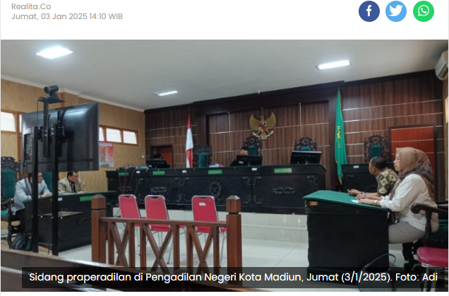 Hakim Tolak Praperadilan Kasus PSU Kota Madiun