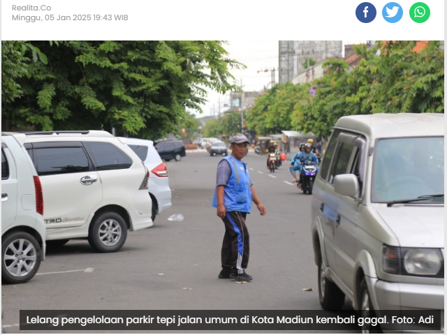 Lelang Parkir Tepi Jalan Umum di Kota Madiun Sepi Peminat