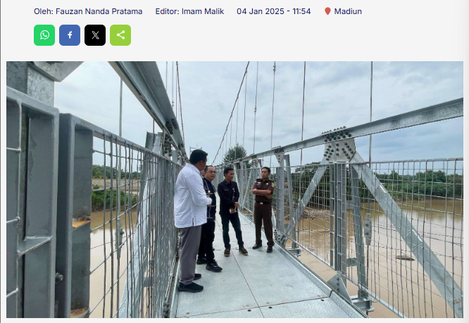 Jembatan Gantung Patihan Kota Madiun Akhirnya Difungsikan