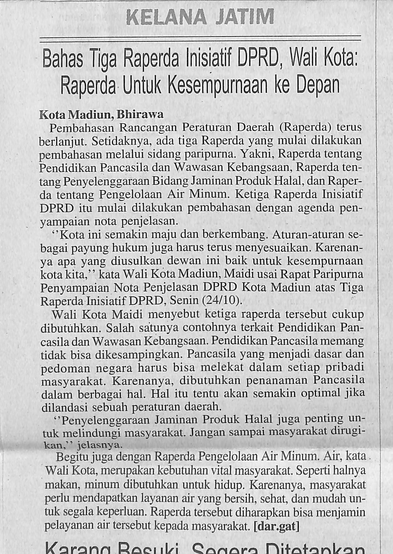 Bahas Tiga Raperda Inisiatif DPRD, Raperda Untuk Kesempurnaan ke Depan