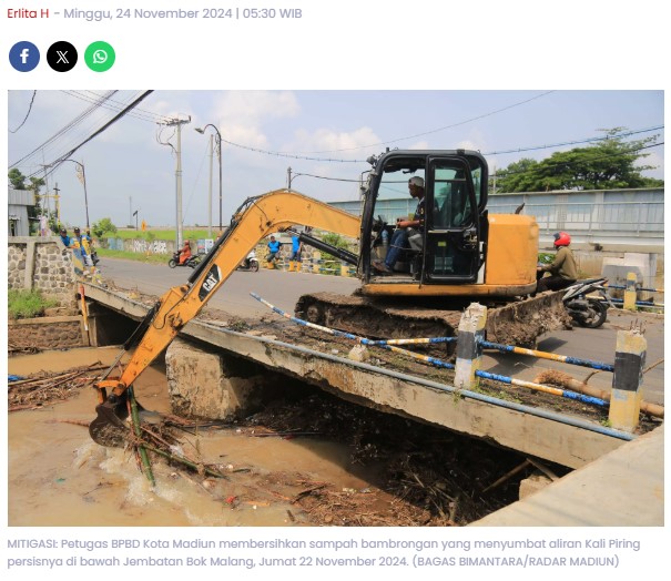 Cegah Banjir Datang Lagi di Kota Madiun, BPBD Bersihkan Sampah di Kali Piring