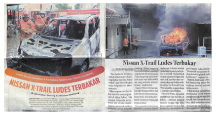 Nissan X-Trail Ludes Terbakar