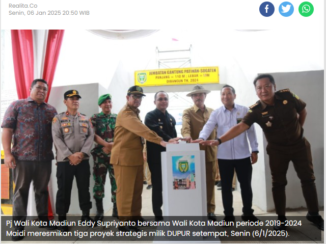 Resmikan Proyek, Pj Wali Kota Madiun Ajak Wali Kota Terpilih