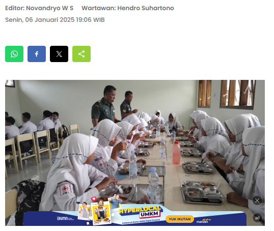 SMPN 5 Kota Madiun Dapat Makan Bergizi Gratis di Hari Peluncuran Serentak