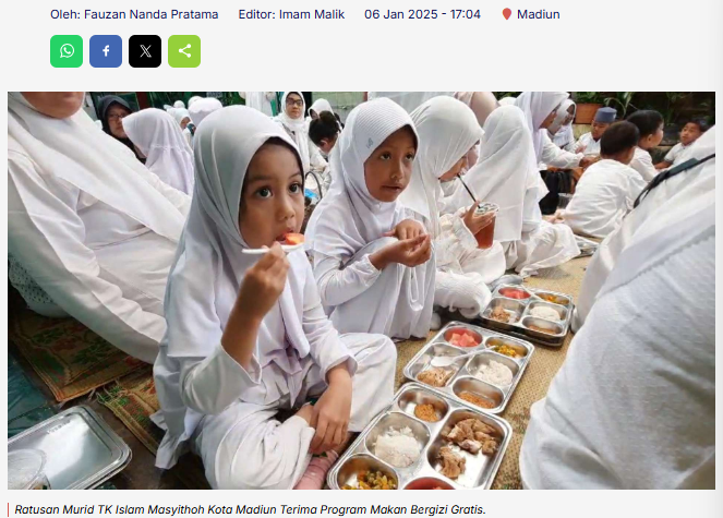 Kota Madiun Terima Program Makan Bergizi Gratis