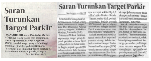 Saran Turunkan Target Parkir