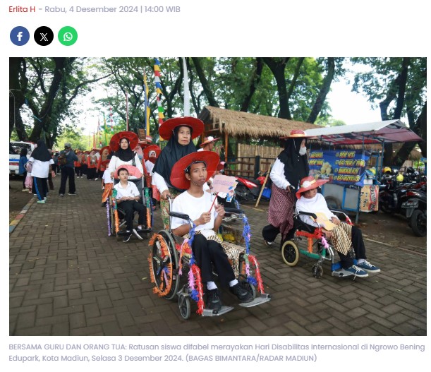 425 Siswa Difabel di Kota Madiun Peringati Hari Disabilitas Internasional, Begini Keseruannya
