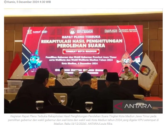 KPU Madiun tetapkan Maidi-Panuntun raih suara terbanyak pilkada