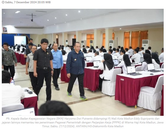 Plt Kepala BKN pantau tes PPPK di Kota Madiun