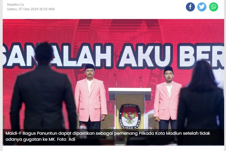 Tak Ada Gugatan MK Soal Pilkada Kota Madiun