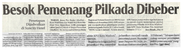 Besok Pemenang Pilkada Dibeber