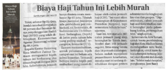 Biaya Haji Tahun Ini Lebih Murah