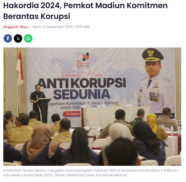 Hakordia 2024, Pemkot Madiun Komitmen Berantas Korupsi