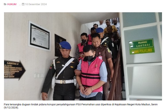 Mantan Kepala BPN Kota Madiun Ditetapkan Tersangka Kasus Penyalahgunaan PSU Perumahan