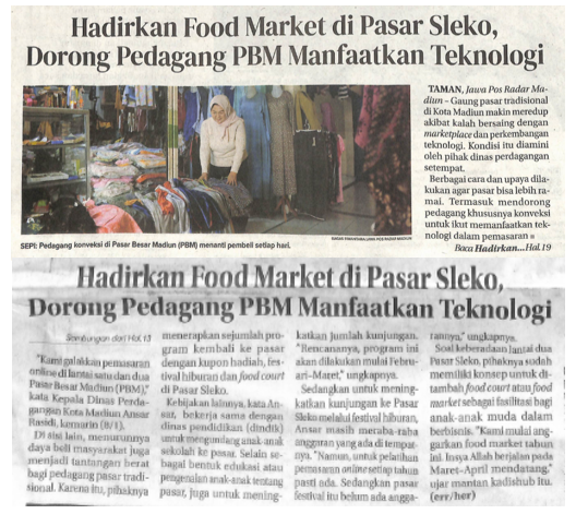 Hadirkan Food Market di Pasar Sleko, Dorong Pedagang PBM Manfaatkan Teknologi