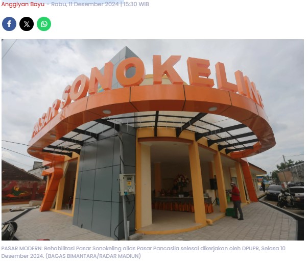 Hore! Pasar Sonokeling Kota Madiun Rampung Direhab, 33 Pedagang Terima Kunci Kios