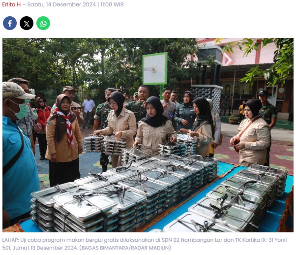 Makan Bergizi Gratis Diuji Coba Bertahap di Kota Madiun, Proses Pendistribusian Jadi Catatan Dandim