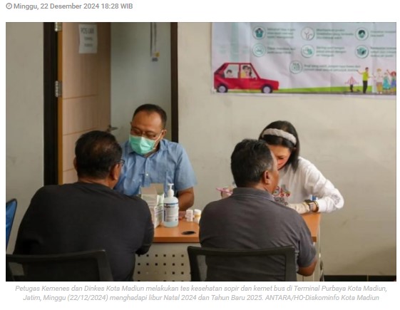 Kemenkes periksa kesehatan awak bus di Terminal Purbaya Madiun