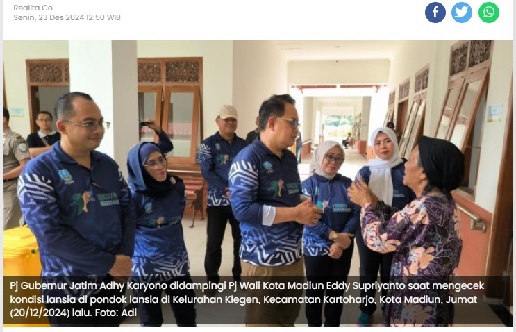 Sempat Molor, Pj Gubernur Resmikan Proyek Pondok Lansia di Madiun