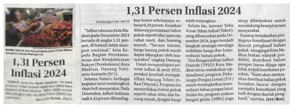 1,31 Persen Inflasi 2024