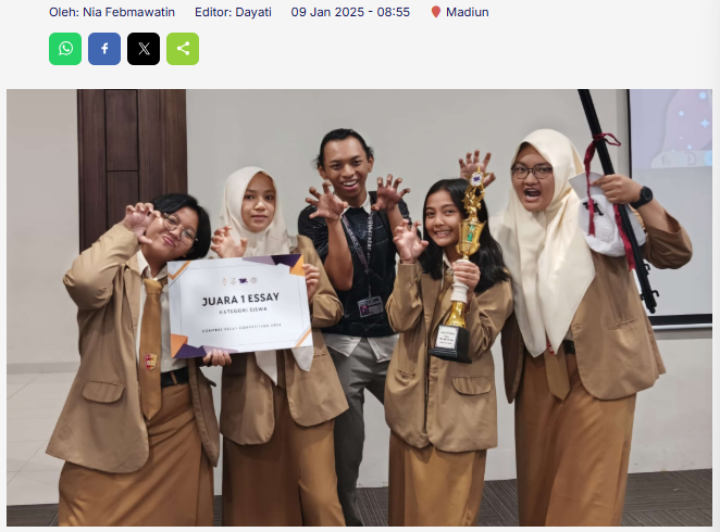 Siswa SMAN 2 Kota Madiun Menjuarai Lomba KOMESCOM 2024 Terkait Lingkungan