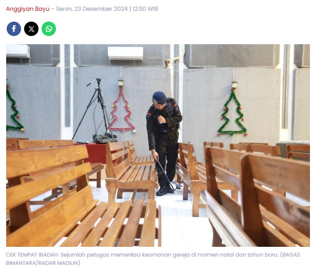 Tim Gegana Brimob Menyisir Madiun, Pastikan Gereja Aman untuk Perayaan Natal