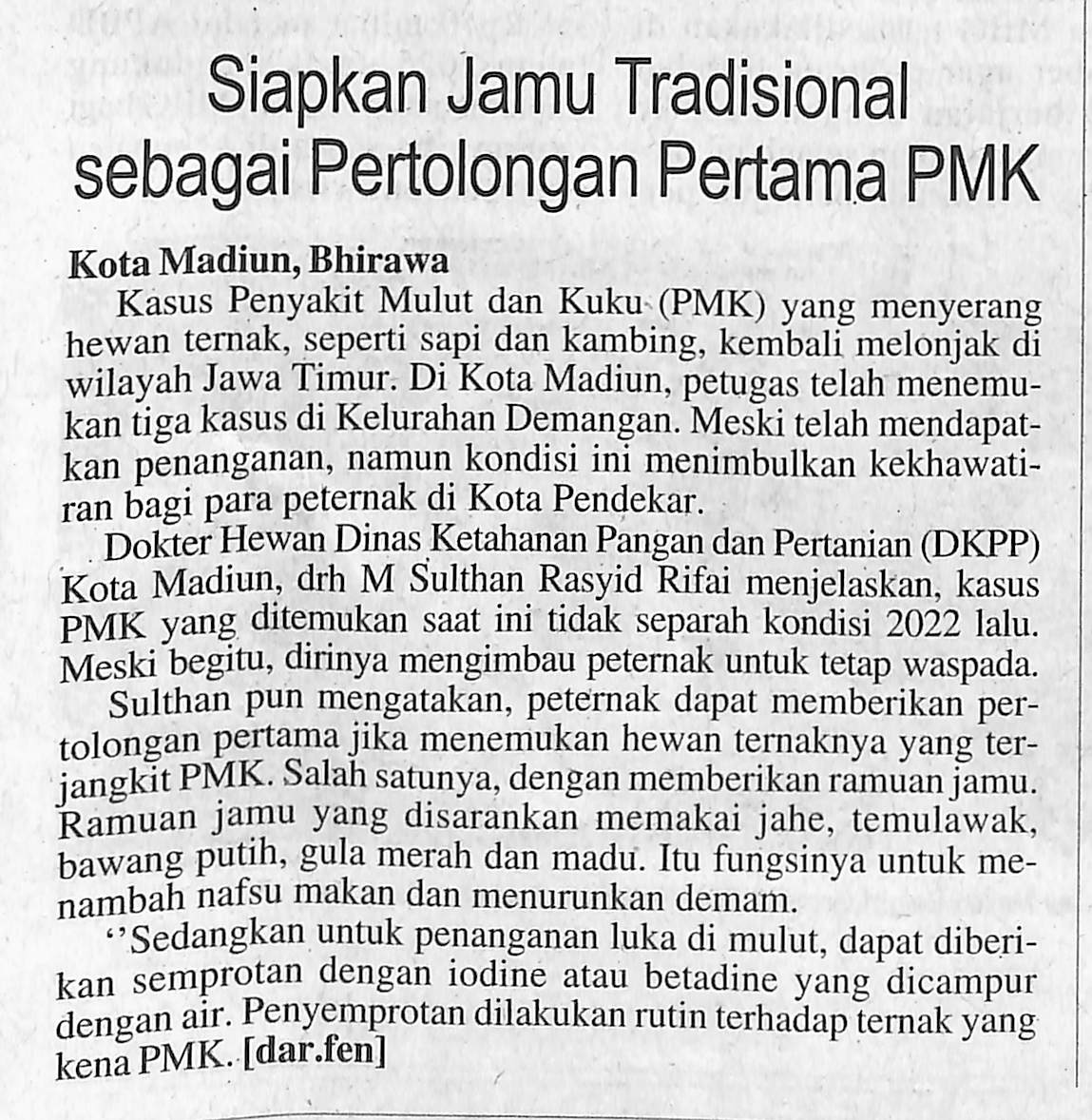 Siapkan Jamu Tradisional sebagai Pertolongan Pertama PMK