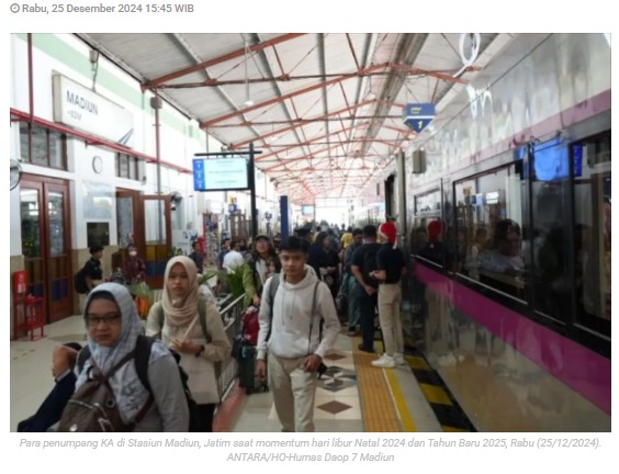 Libur Natal dan Tahun Baru, Daop 7 catat 72.140 tiket KA terjual