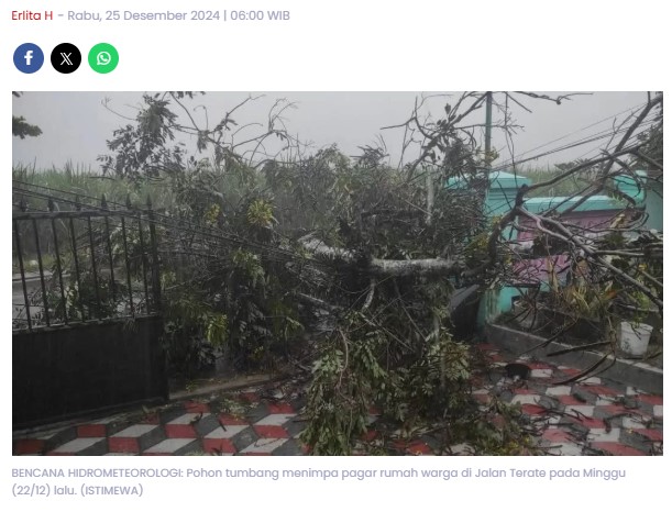 Kota Madiun Waspada Hujan Angin, BPBD Minta Masyarakat Lebih Hati-Hati di Libur Nataru
