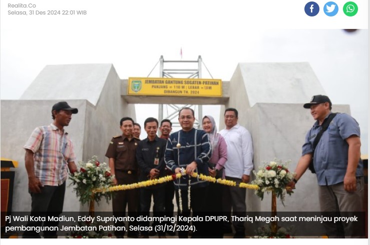 Proyek Strategis Pemkot Madiun Tuntas, Termasuk Jambatan Patihan