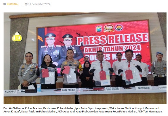 Press Release Akhir Tahun 2024 : Tingkat Kriminalitas di Wilayah Hukum Polres Madiun Menurun
