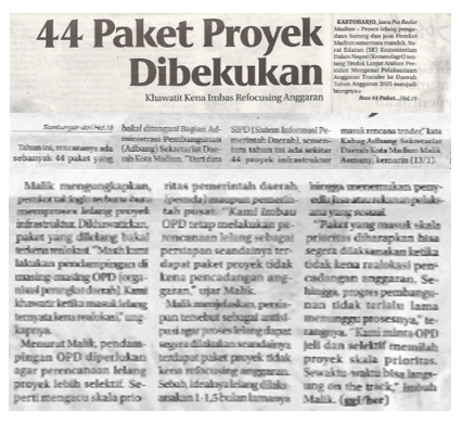 44 Proyek Dibekukan Khawatir Kena Imbas Refocusing Anggaran