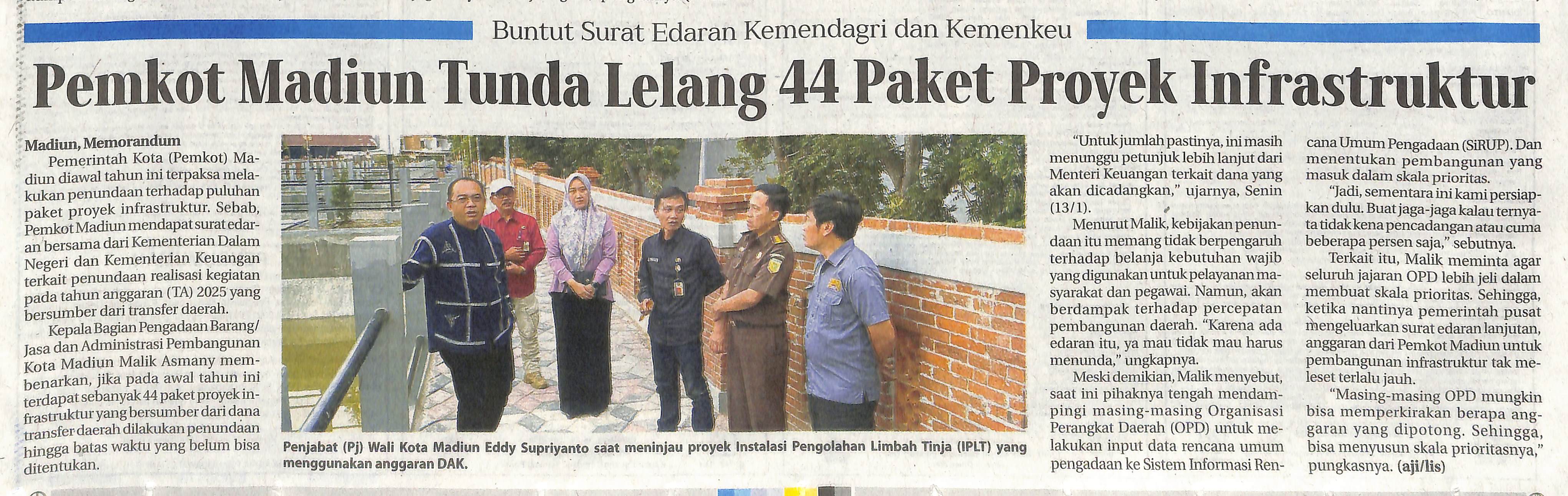 Pemkot Madiun Tunda Lelang 44 Paket Proyek Infrastruktur