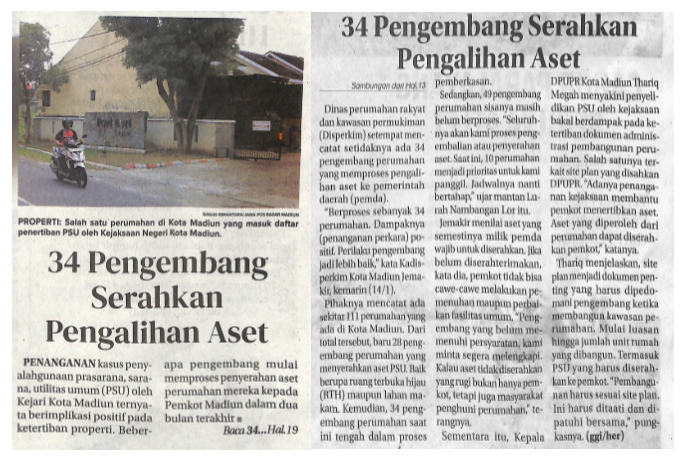 34 Pengembang Serahkan Pengalihan Aset