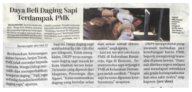 Daya Beli Daging Sapi Terdampak PMK