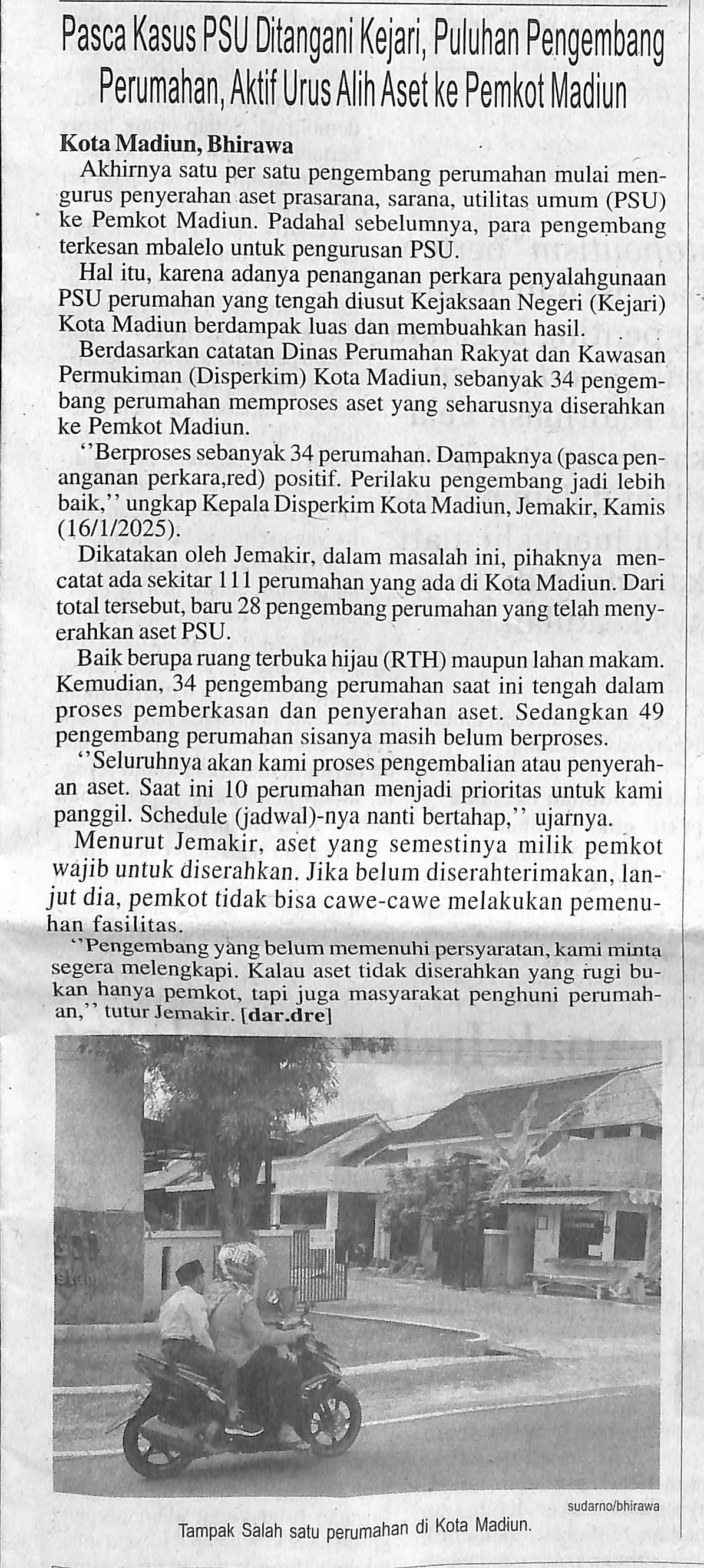 Pasca Kasus PSU Ditangani Kejari, Puluhan Pengembang Perumahan, Aktif Urus Alih Aset ke Pemkot Madiun