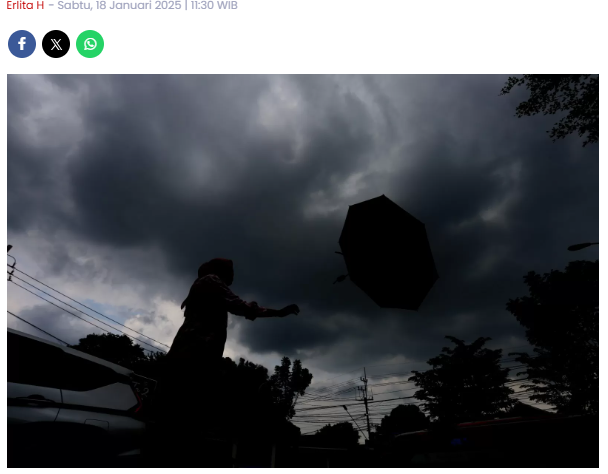 Hujan Turun Tidak Merata Sepanjang Januari, Intensitas Ringan–Sedang di Madiun Raya