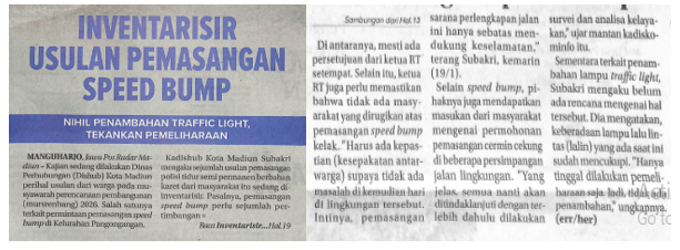 Inventarisir Usulan Pemasangan Speed Bump