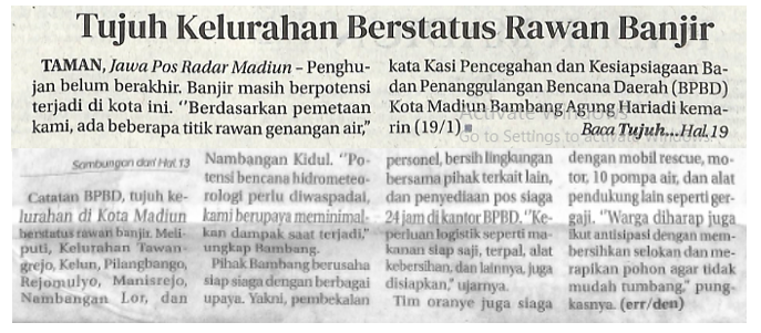 Tujuh Kelurahan Berstatus Rawan Banjir