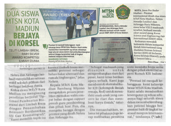 Dua Siswa MTSN Kota Madiun Berjaya di Korsel